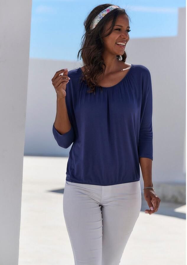 Lascana Shirt met 3 4 mouwen Met fijne plooien bij de hals - Foto 3