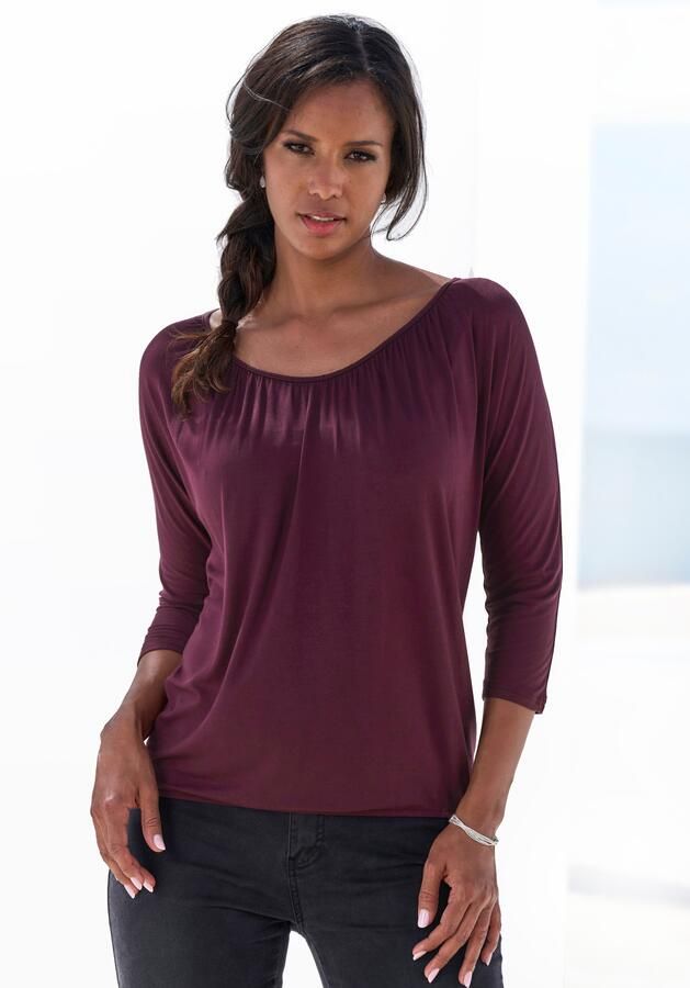 Lascana Shirt met 3 4 mouwen Met fijne plooien bij de hals - Foto 5