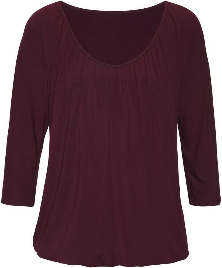 Lascana Shirt met 3 4 mouwen Met fijne plooien bij de hals