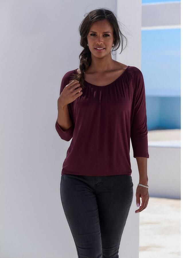 Lascana Shirt met 3 4 mouwen Met fijne plooien bij de hals - Foto 3