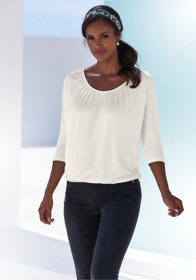 Lascana Shirt met 3 4 mouwen Met fijne plooien bij de hals - Foto 5