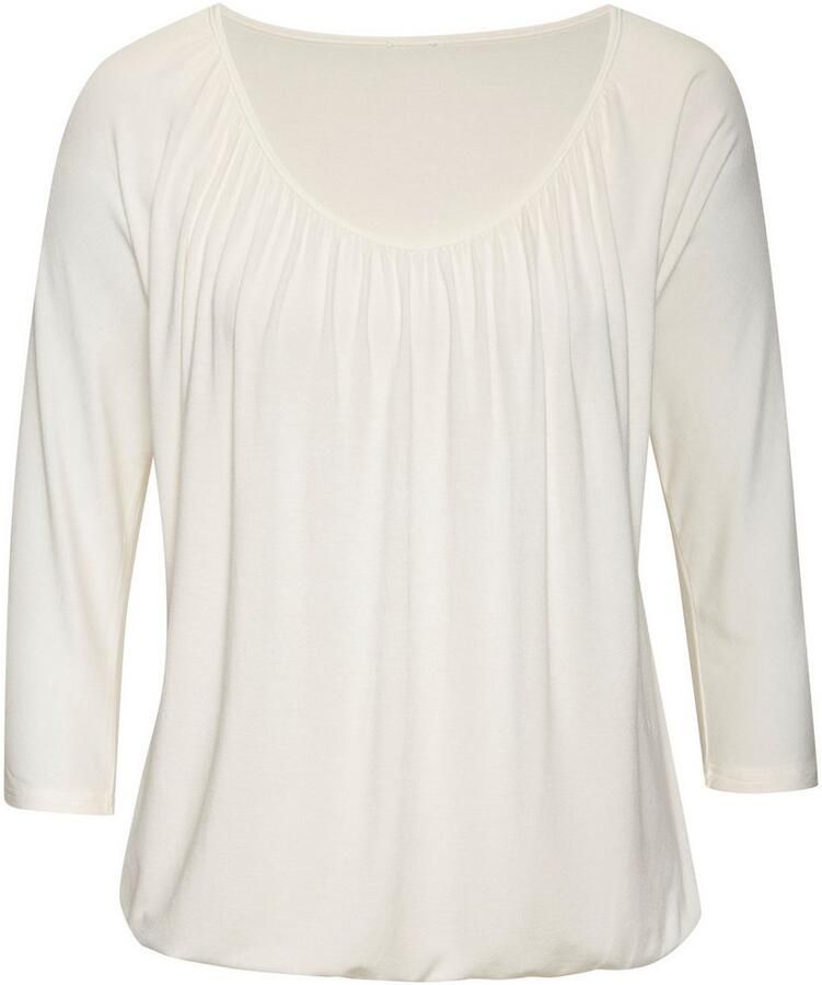 Lascana Shirt met 3 4 mouwen Met fijne plooien bij de hals