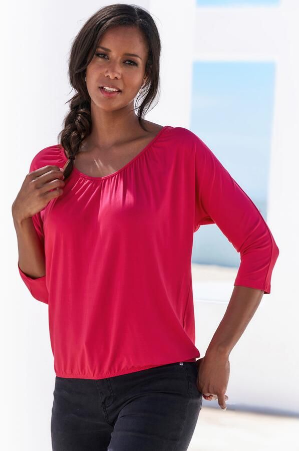 Lascana Shirt met 3 4 mouwen Met fijne plooien bij de hals - Foto 3