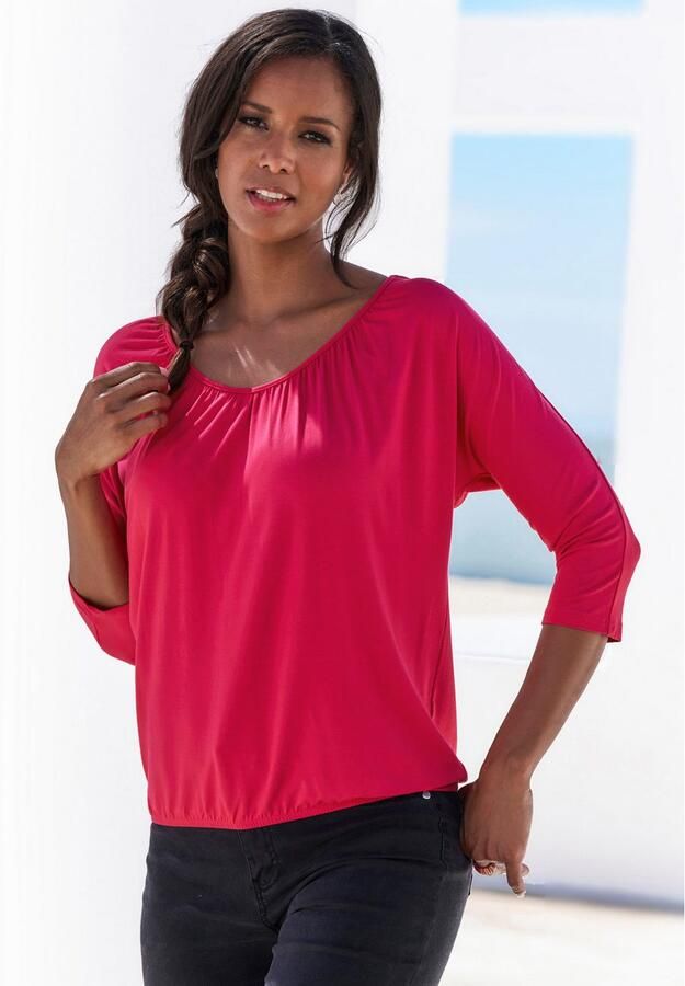 Lascana Shirt met 3 4 mouwen Met fijne plooien bij de hals (Set van 2) - Foto 5