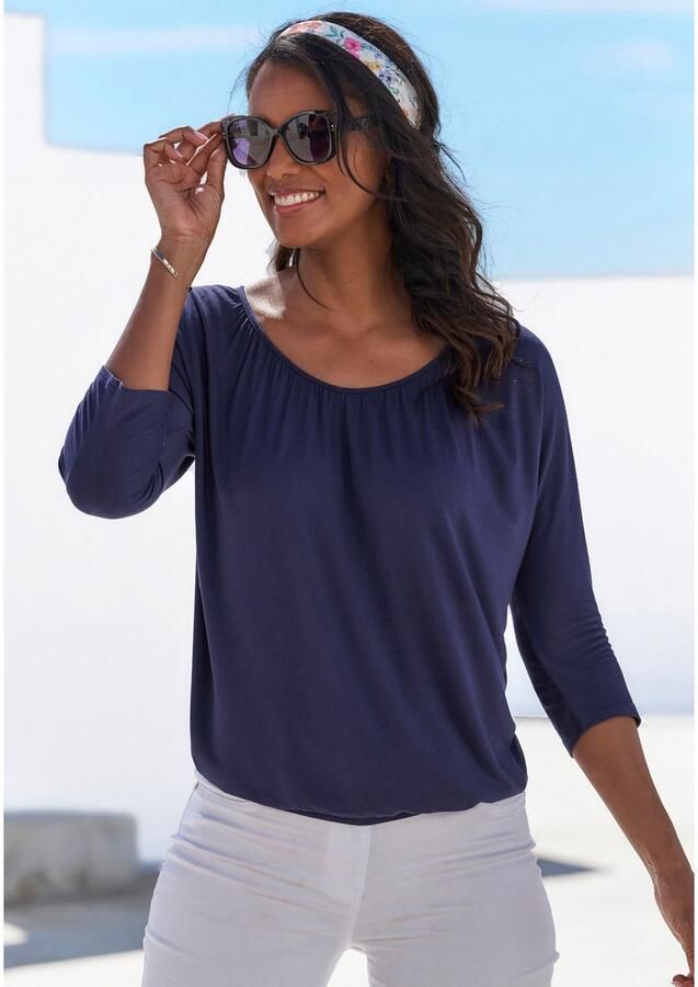 Lascana Shirt met 3 4 mouwen Met fijne plooien bij de hals (Set van 2) - Foto 4