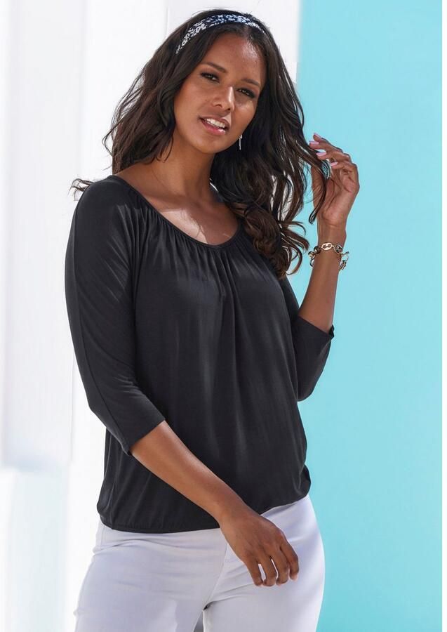 Lascana Shirt met 3 4 mouwen Met fijne plooien bij de hals (Set van 2) - Foto 4