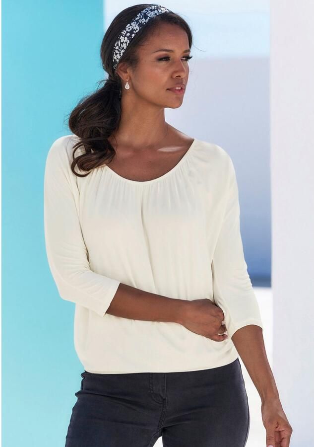 Lascana Shirt met 3 4 mouwen Met fijne plooien bij de hals (Set van 2) - Foto 3