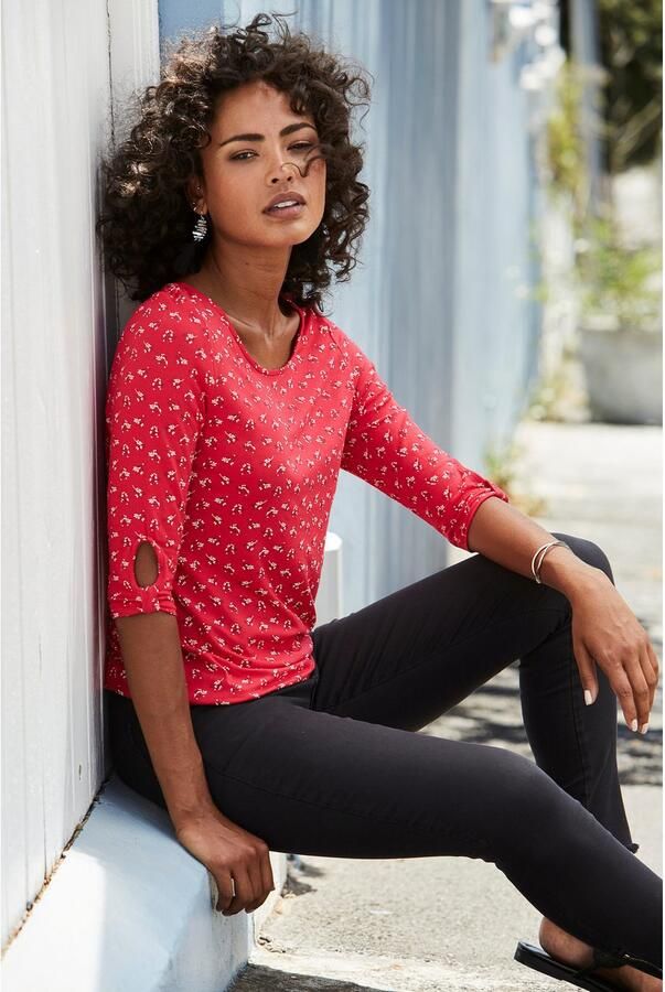 Lascana Shirt met 3 4-mouwen Met kleine cut-out onder aan de mouwen - Foto 4