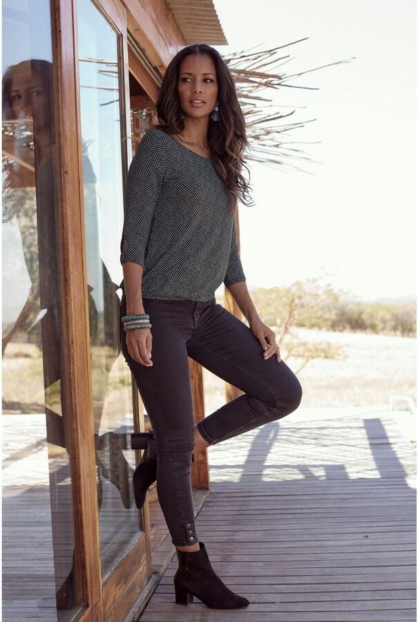 Lascana Shirt met 3 4-mouwen Met kleine cut-out onder aan de mouwen (Set van 2) - Foto 6