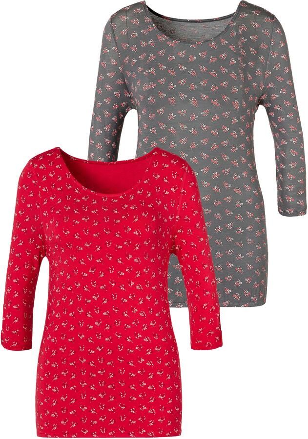 Lascana Shirt met 3 4 mouwen Met kleine cut-out onder aan de mouwen (Set van 2) - Foto 6