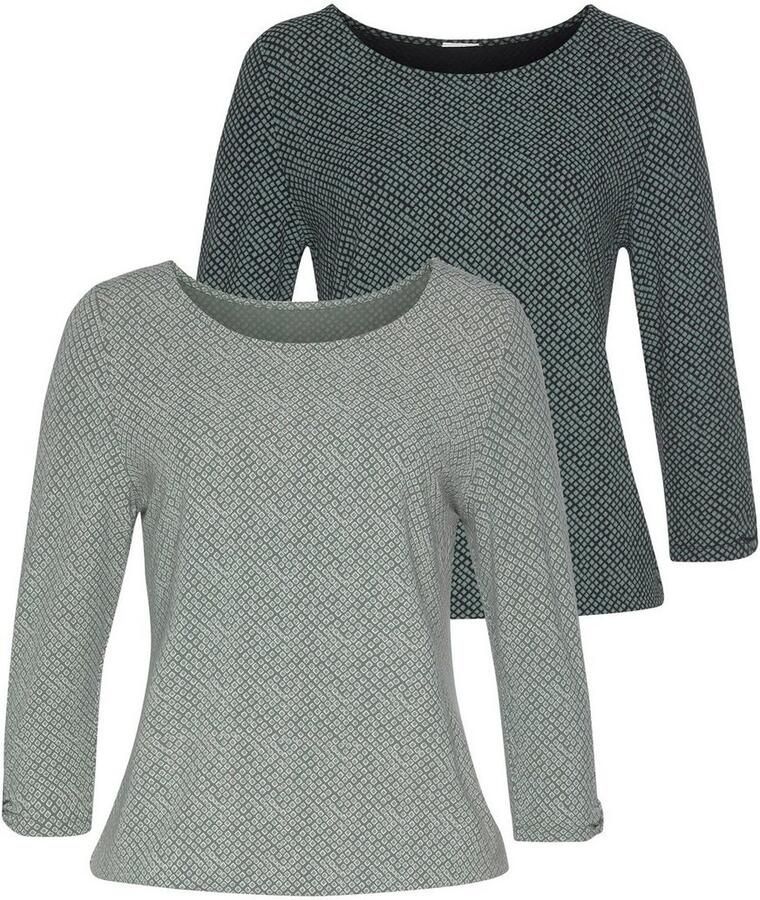 Lascana Shirt met 3 4-mouwen Met kleine cut-out onder aan de mouwen (Set van 2) - Foto 2