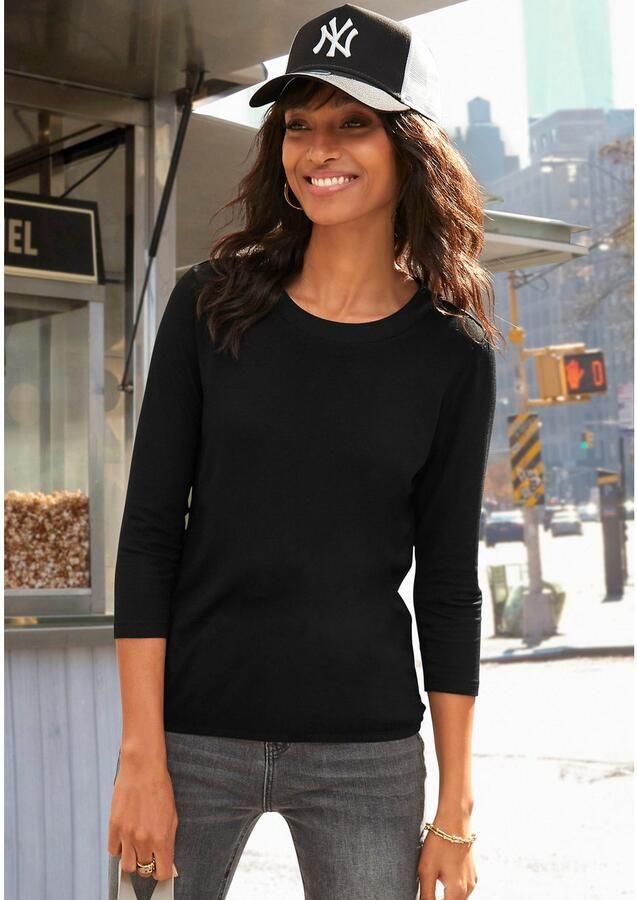 Lascana Shirt met 3 4-mouwen met speciale geribde boorden bij de ronde hals (Set van 2) - Foto 4