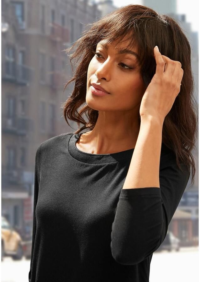 Lascana Shirt met 3 4-mouwen met speciale geribde boorden bij de ronde hals (Set van 2) - Foto 3