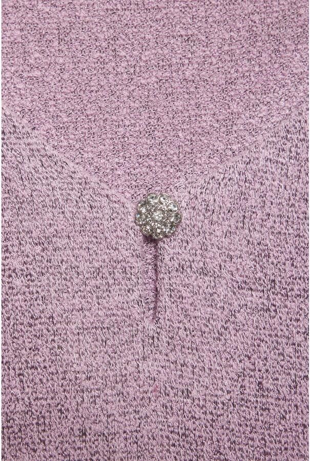 Lascana Shirt met 3 4 mouwen Met strassknop in bloemvorm van licht fijnbreisel in gemêleerde optiek - Foto 4