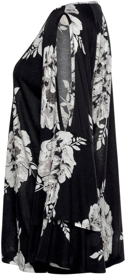 Lascana Shirt met 3 4-mouwen met trompetmouwen en cut-outs bloemenprint blouseshirt - Foto 8