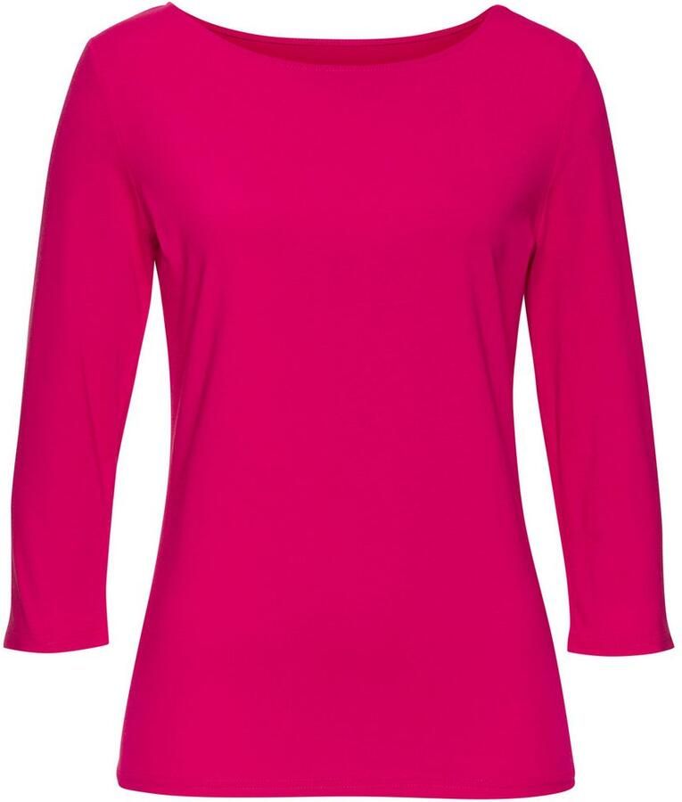 Lascana Shirt met 3 4 mouwen van elastische katoen-modal kwaliteit (Set van 2)