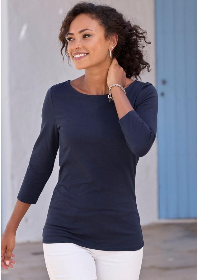 Lascana Shirt met 3 4 mouwen van elastische katoen-modal kwaliteit (Set van 2) - Foto 3