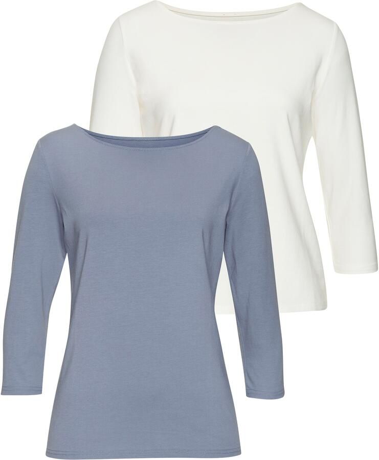 Lascana Shirt met 3 4 mouwen van elastische katoen-modal kwaliteit (Set van 2) - Foto 7