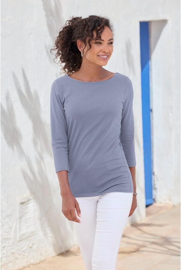 Lascana Shirt met 3 4 mouwen van elastische katoen-modal kwaliteit (Set van 2) - Foto 6