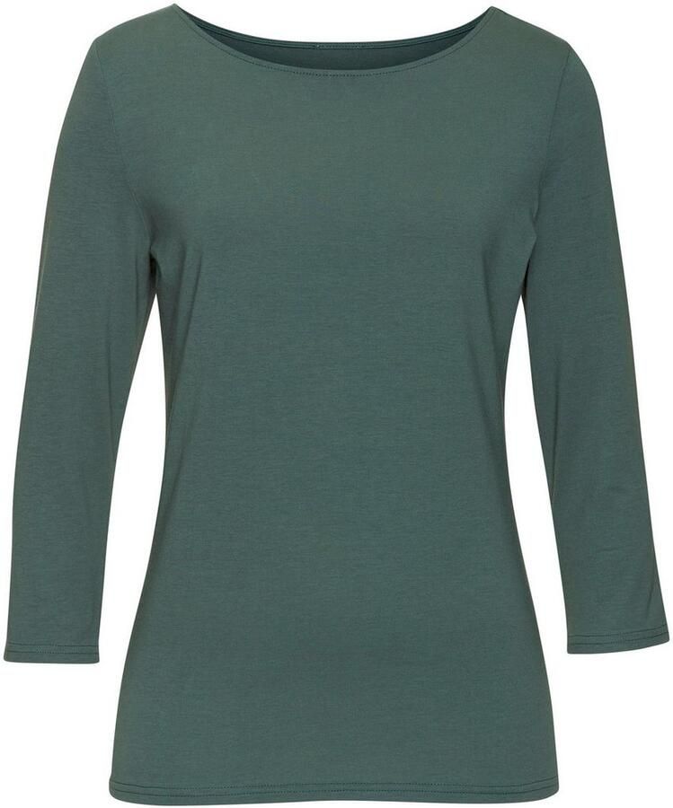 Lascana Shirt met 3 4 mouwen van elastische katoen-modal kwaliteit (Set van 2)