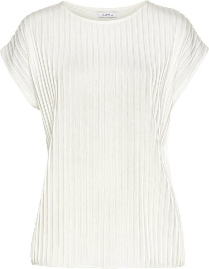 Lascana Shirt met korte mouwen met biesstructuur kreukvrij t-shirt van moderne structuurstof