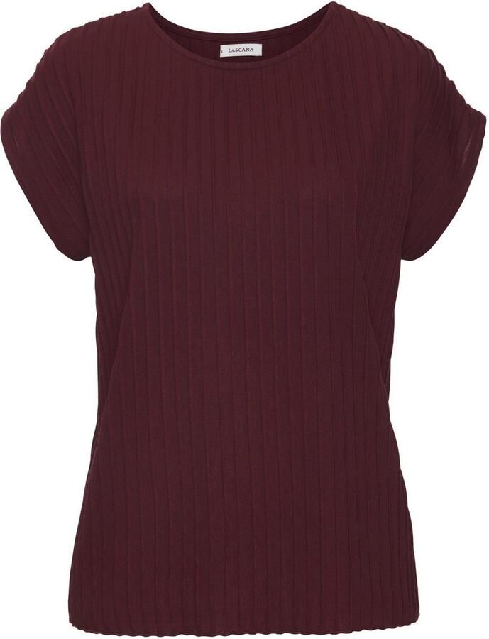 Lascana Shirt met korte mouwen met biesstructuur kreukvrij t-shirt van moderne structuurstof