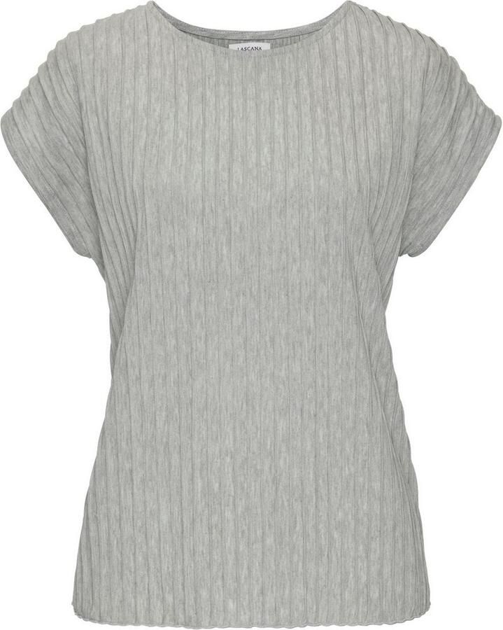 Lascana Shirt met korte mouwen met biesstructuur kreukvrij t-shirt van moderne structuurstof