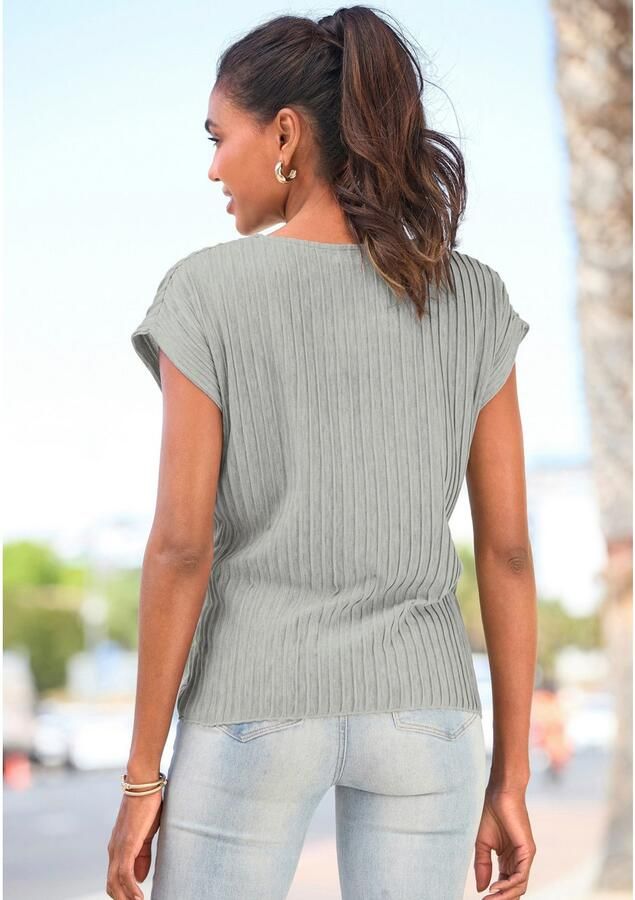 Lascana Shirt met korte mouwen met biesstructuur kreukvrij t-shirt van moderne structuurstof - Foto 3