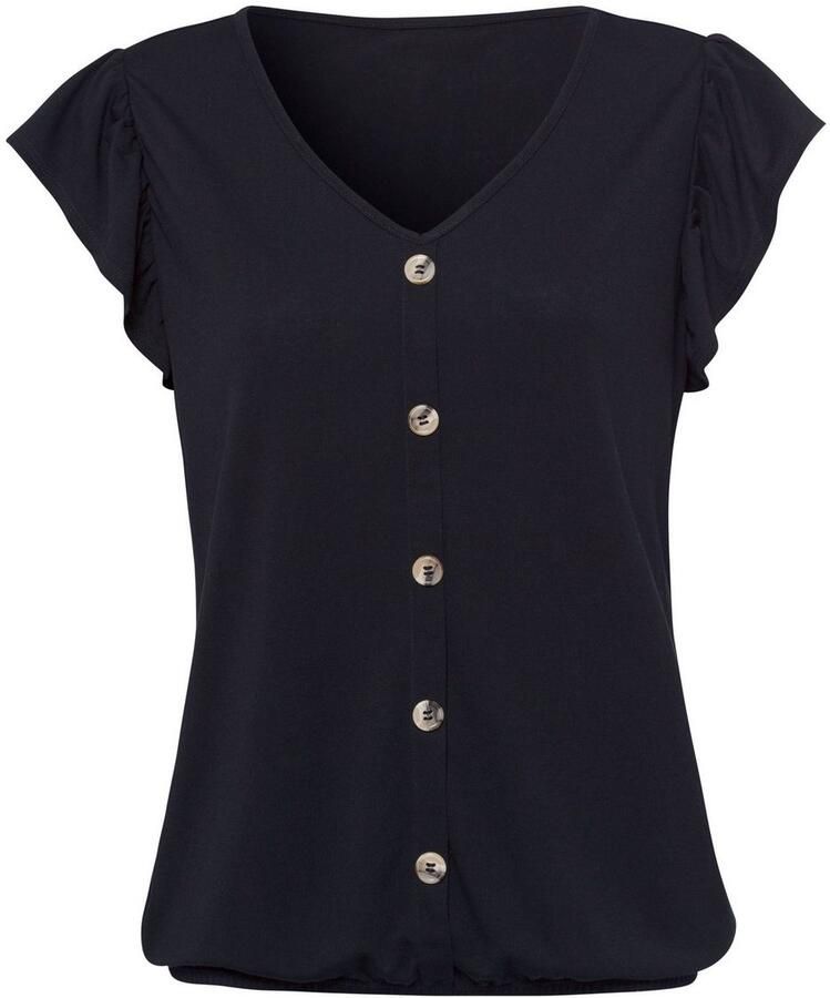 Lascana Shirt met korte mouwen Met decoratieve knopenlijst en vleugel mouwen (Set van 2)