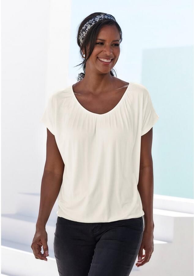 Lascana Shirt met korte mouwen met elastiek in de band (1-delig) - Foto 4