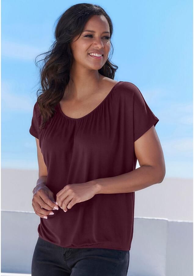 Lascana Shirt met korte mouwen met elastiek in de band (set 2-delig) - Foto 3