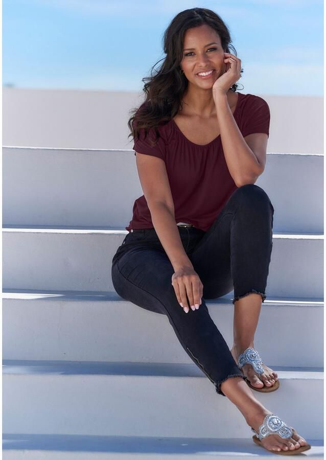 Lascana Shirt met korte mouwen met elastiek in de band (set 2-delig) - Foto 2