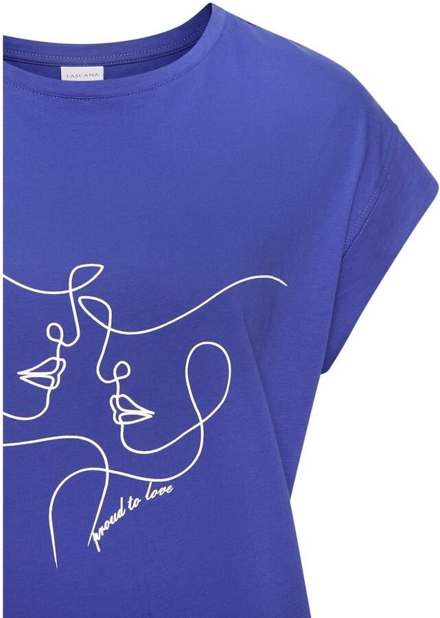 Lascana Shirt met korte mouwen met frontprint t-shirt van katoen printshirt basic