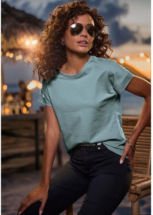 Lascana Shirt met korte mouwen Met glinsterend strass-ontwerp op de arm - Foto 2