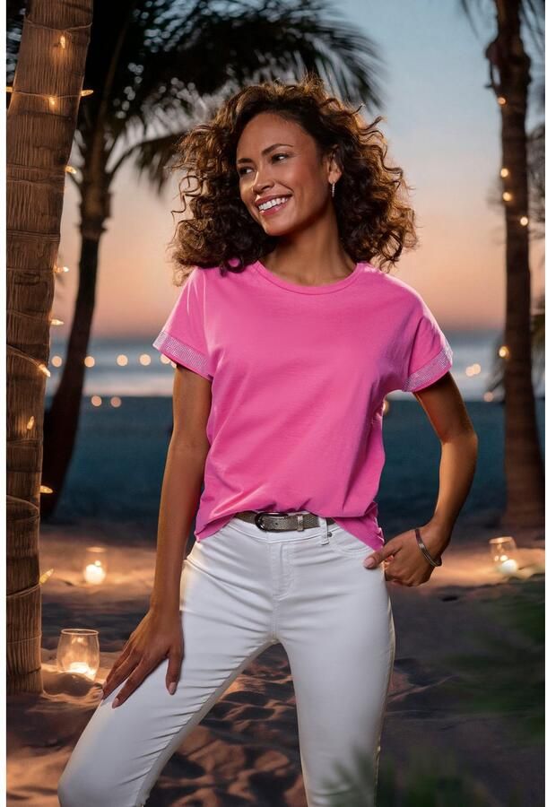 Lascana Shirt met korte mouwen Met glinsterend strass-ontwerp op de arm - Foto 5