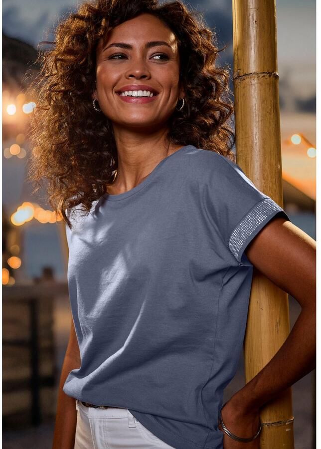 Lascana Shirt met korte mouwen Met glinsterend strass-ontwerp op de arm - Foto 2