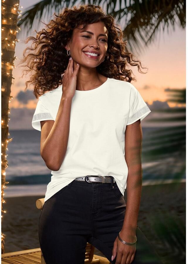 Lascana Shirt met korte mouwen Met glinsterend strass-ontwerp op de arm - Foto 2