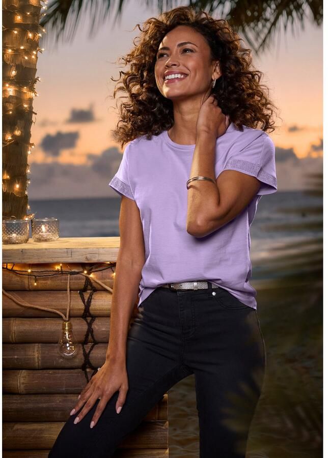 Lascana Shirt met korte mouwen Met glinsterend strass-ontwerp op de arm - Foto 2