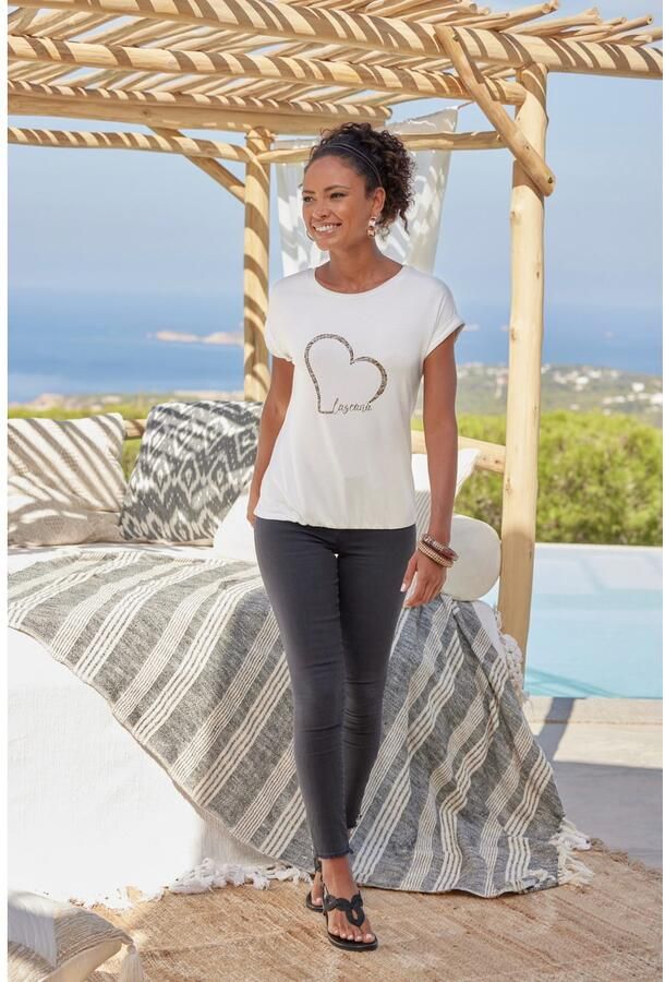 Lascana Shirt met korte mouwen Met hartprint van zachte viscose-stretch (1-delig) - Foto 3