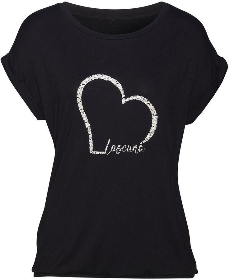 Lascana Shirt met korte mouwen Met hartprint van zachte viscose-stretch (1-delig)