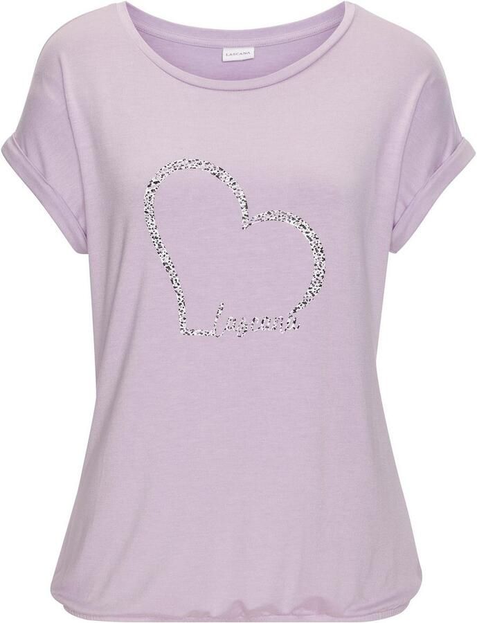 Lascana Shirt met korte mouwen Met hartprint van zachte viscose-stretch (1-delig) - Foto 2