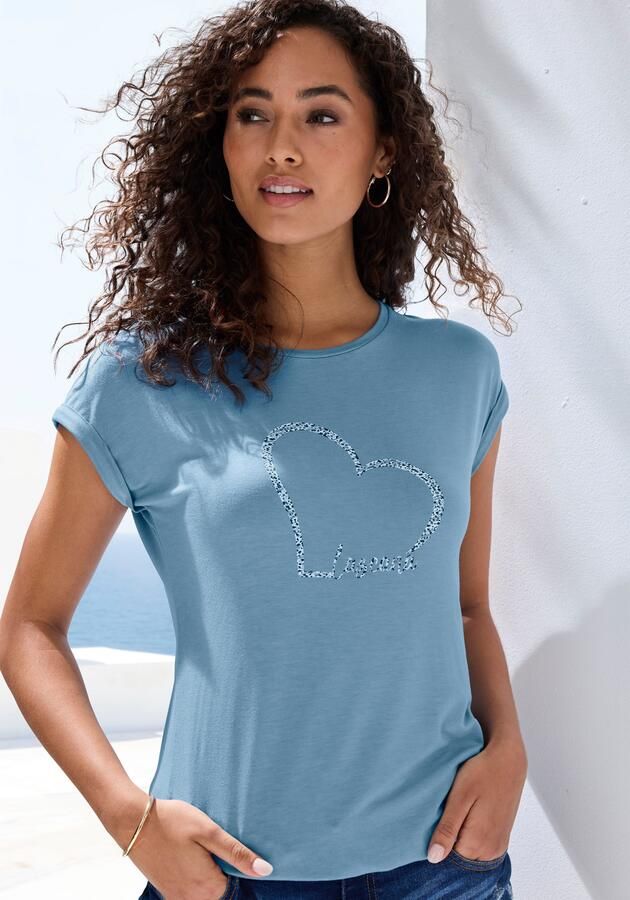 Lascana Shirt met korte mouwen Met hartprint van zachte viscose-stretch (1-delig) - Foto 6