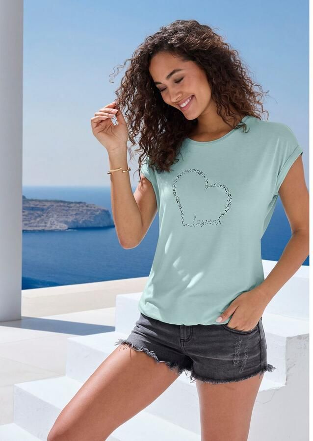 Lascana Shirt met korte mouwen Met hartprint van zachte viscose-stretch (1-delig) - Foto 3