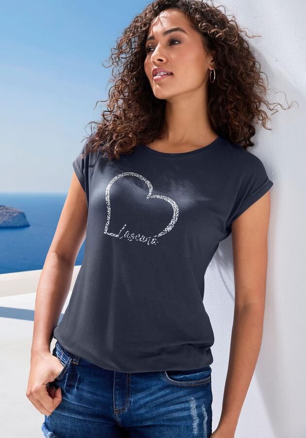 Lascana Shirt met korte mouwen Met hartprint van zachte viscose-stretch (1-delig) - Foto 6