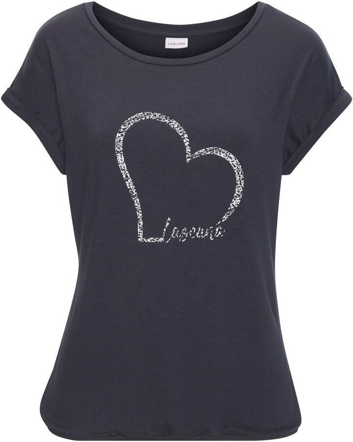 Lascana Shirt met korte mouwen Met hartprint van zachte viscose-stretch (1-delig) - Foto 5