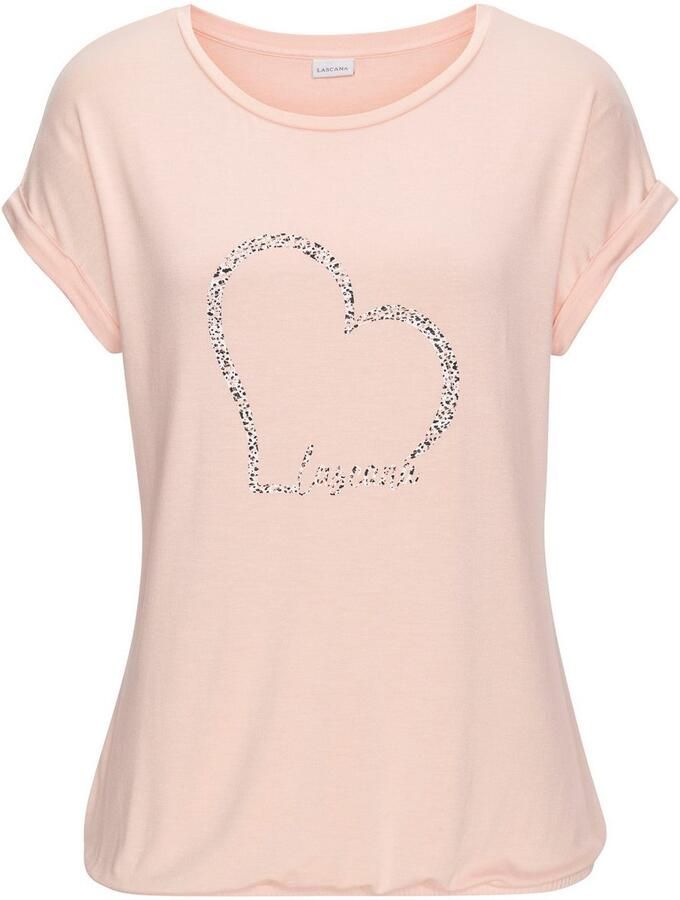Lascana Shirt met korte mouwen Met hartprint van zachte viscose-stretch (1-delig)