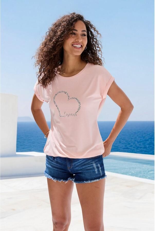 Lascana Shirt met korte mouwen Met hartprint van zachte viscose-stretch (1-delig) - Foto 3