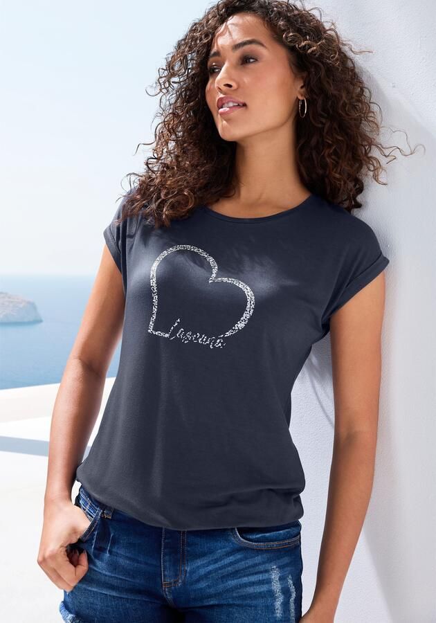 Lascana Shirt met korte mouwen Met hartprint van zachte viscose-stretch (1-delig) - Foto 3