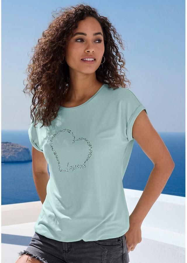 Lascana Shirt met korte mouwen Met hartprint van zachte viscose-stretch (1-delig)