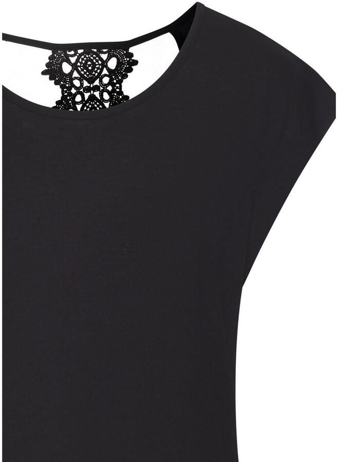 Lascana Shirt met korte mouwen met kantdetail op de rug comfortabel t-shirt van jersey